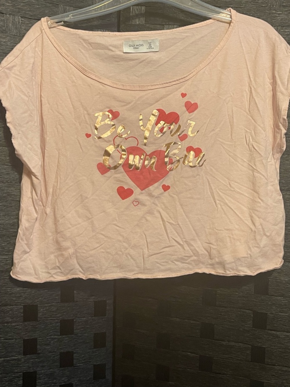 Gilly Hicks Pink Cropped Active Stretch Crop Top Sz XS "Be Your Own Bae"